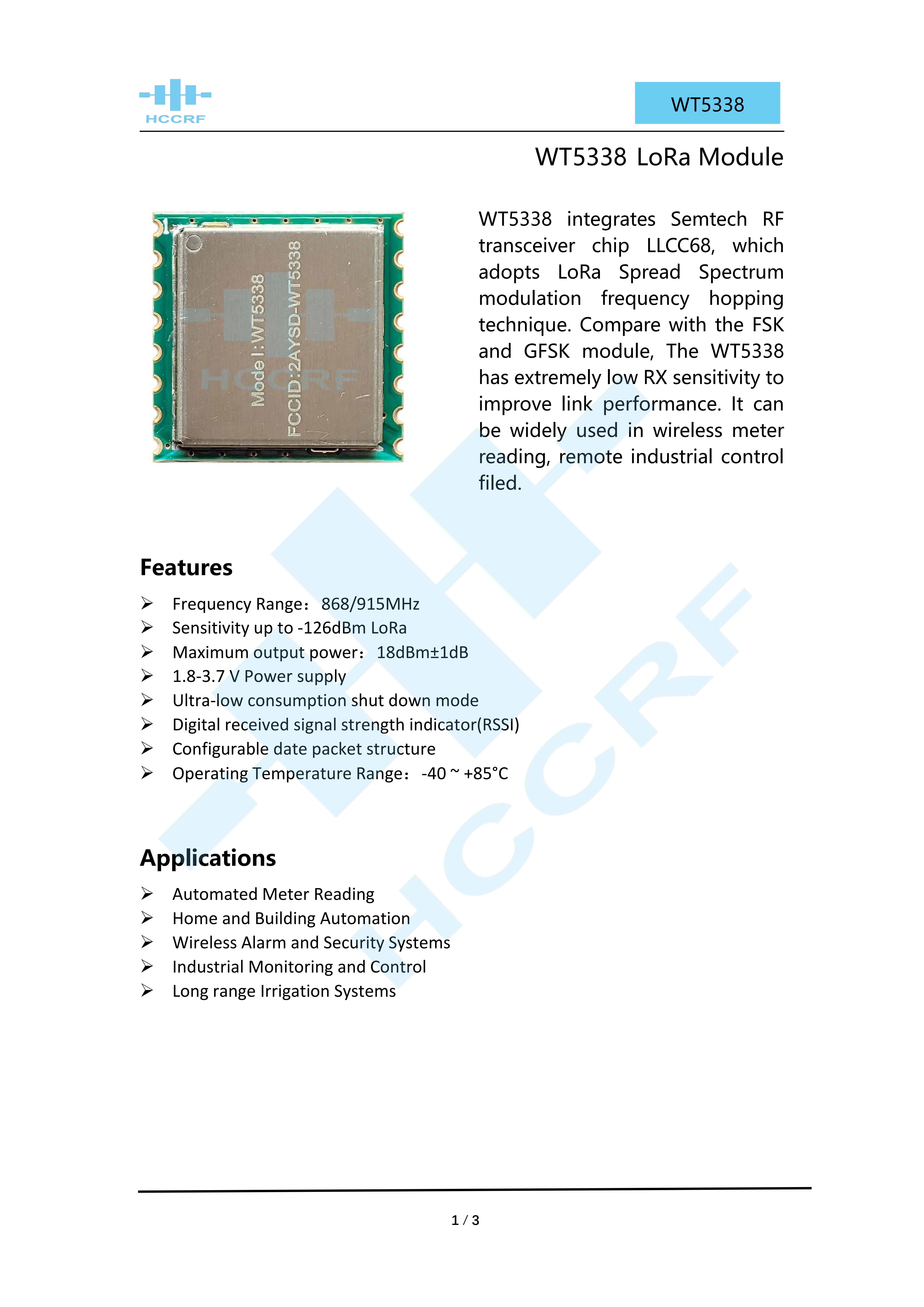WT5338 LoRa Module Thumbnail 2